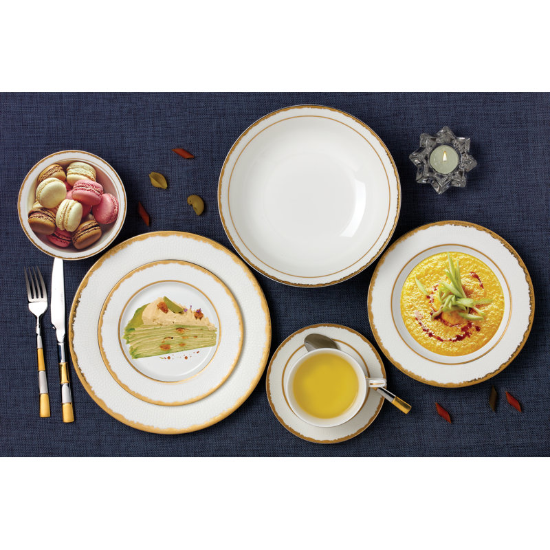 Lorren Home Trends New 28 Piece Bone China Dinnerware Set Service for 4